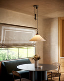 Ellen 20-in Matte Black/White Linen Socket Pendant - PD447120MBWL