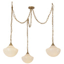 Farrah 3-Light Brushed Gold/Glossy Ribbed Opal Glass Socket Multi Pendant - MP651312BGGR
