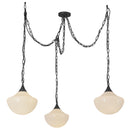 Farrah 3-Light Matte Black/Glossy Ribbed Opal Glass Socket Multi Pendant - MP651312MBGR