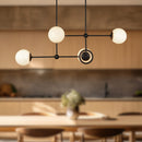 Fiore 42-in Matte Black/Glossy Opal Glass 4 Lights Chandelier - CH407342MBGO