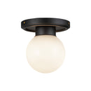 Fiore 6-in Matte Black/Glossy Opal Glass 1 Light Semi-Flush - SF407306MBGO