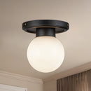 Fiore 6-in Matte Black/Glossy Opal Glass 1 Light Semi-Flush - SF407306MBGO