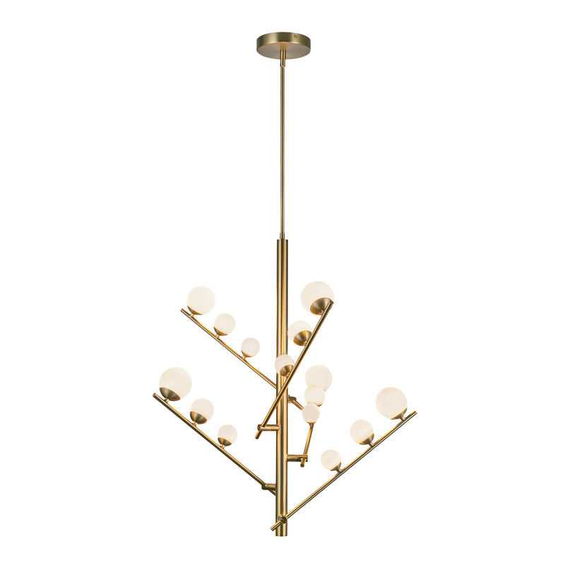 Juniper 5 Head Brushed Gold/Opal Glass LED Chandelier - CH55530-BG/OP-UNV