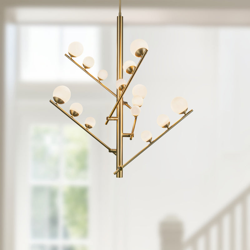 Juniper 5 Head Brushed Gold/Opal Glass LED Chandelier - CH55530-BG/OP-UNV