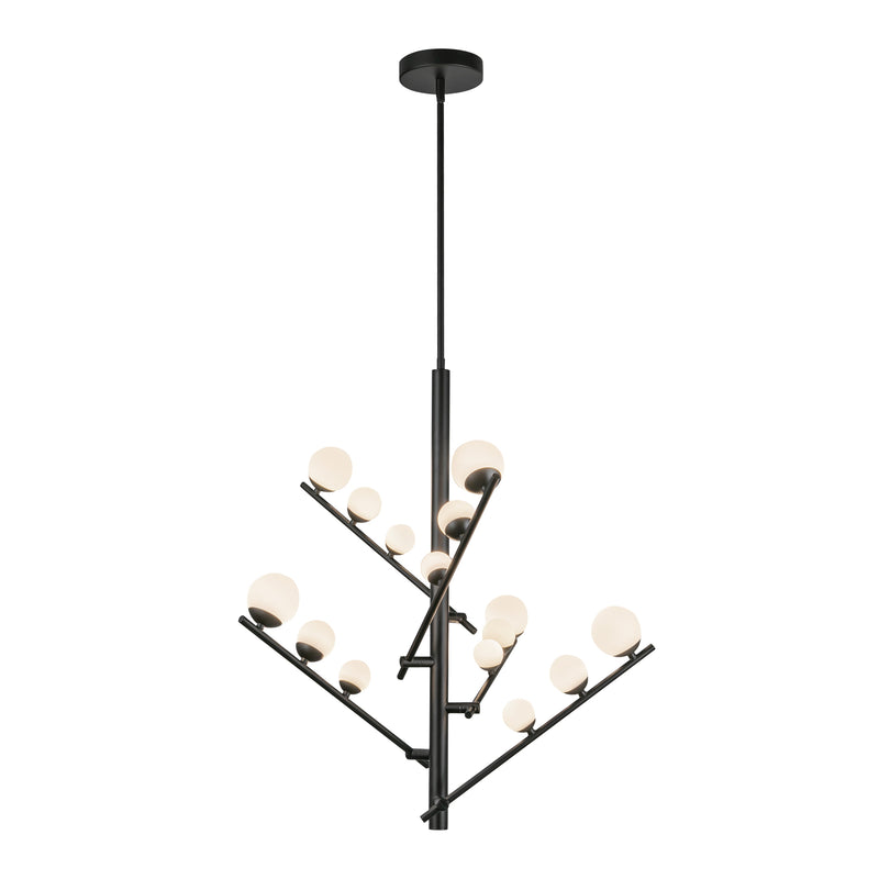 Juniper 5 Head Black/Opal Glass LED Chandelier - CH55530-BK/OP-UNV