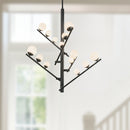 Juniper 5 Head Black/Opal Glass LED Chandelier - CH55530-BK/OP-UNV