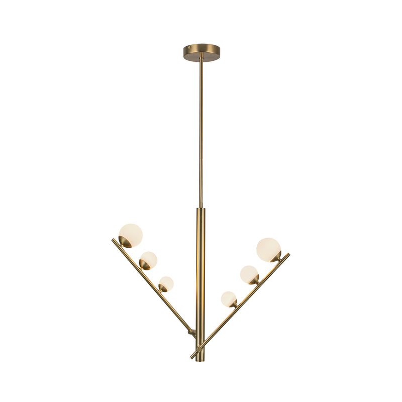 Juniper 2 Head Brushed Gold/Opal Glass LED Pendant - PD55520-BG/OP-UNV