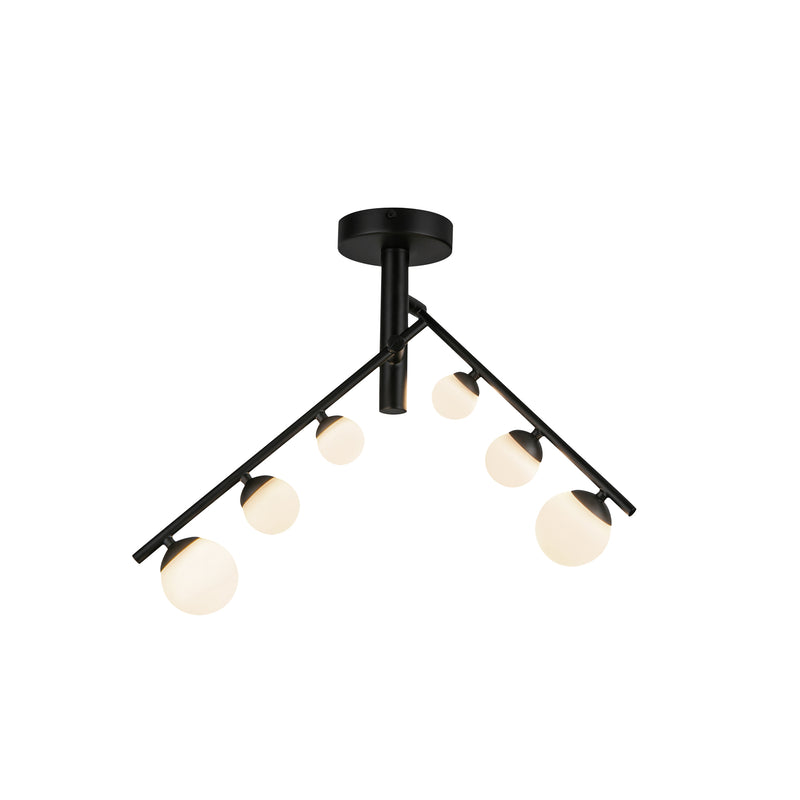 Juniper 2 Head Black/Opal Glass LED Semi-Flush - SF55525-BK/OP-UNV