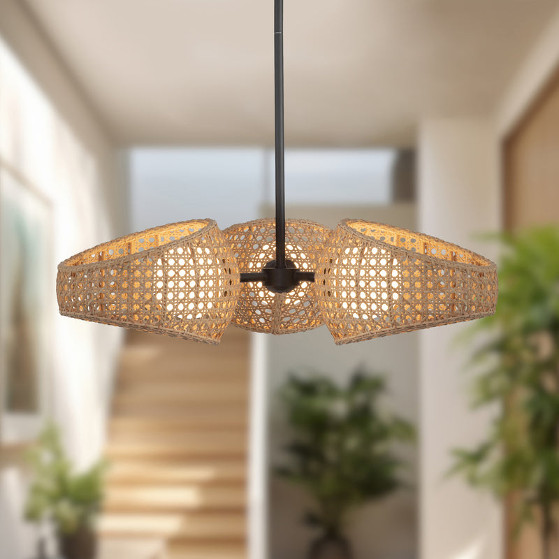Lanai 3 Head Black/Opal Glass LED Chandelier - CH20625-BK/OP-UNV