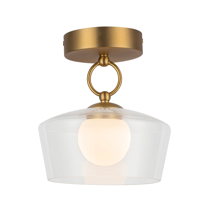 Leota 8-in Brushed Gold/Clear Glass LED Semi-Flush Mount - SF443308BGCL-UNV