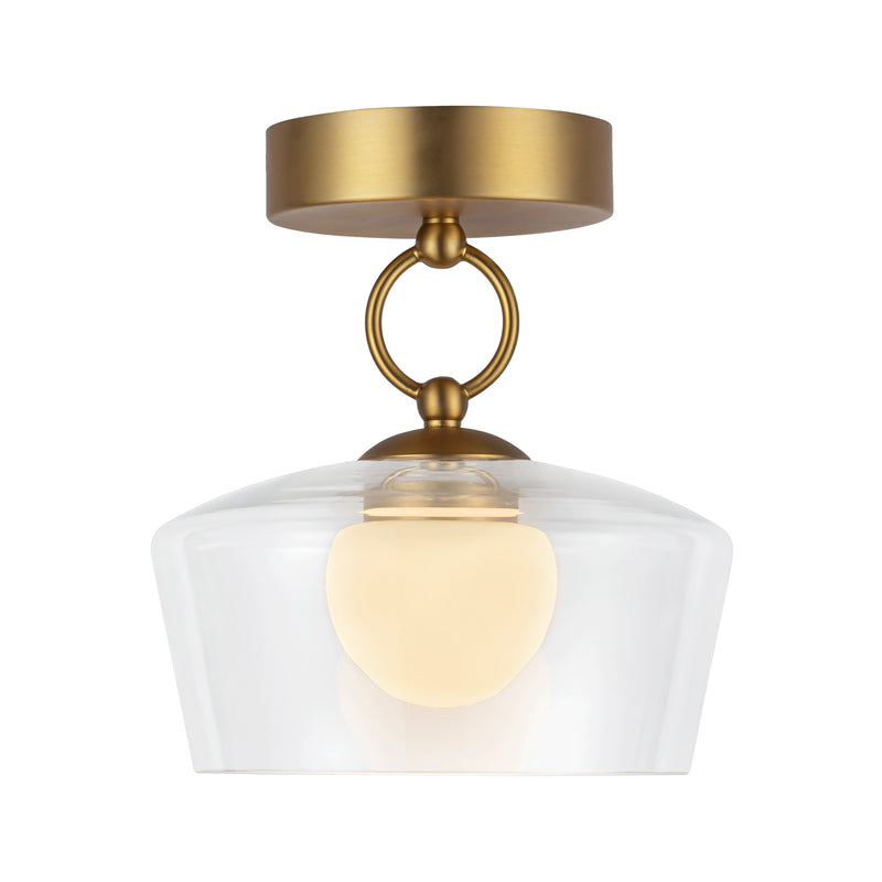 Leota 8-in Brushed Gold/Clear Glass LED Semi-Flush Mount - SF443308BGCL-UNV