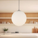 Marco 16-in Black/Opal Glass LED Pendant - PD43216-BK/OP-5CCT-UNV