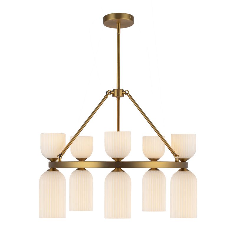 Nelly 26-in Brushed Gold/Glossy Ribbed Opal Glass Socket Chandelier - CH442626BGGR