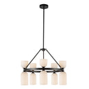 Nelly 26-in Matte Black/Glossy Ribbed Opal Glass Socket Chandelier - CH442626MBGR