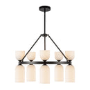 Nelly 26-in Matte Black/Glossy Ribbed Opal Glass Socket Chandelier - CH442626MBGR