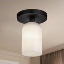 Nola 4-in Black/Glossy Opal Glass 1 Light Semi-Flush - SF57704-BK/GO