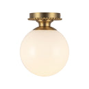 Otis 8-in Brushed Gold/Glossy Opal Glass Socket Semi-Flush Mount - SF430108BGGO