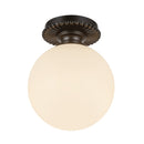 Otis 8-in Matte Black/Glossy Opal Glass Socket Semi-Flush Mount - SF430108MBGO