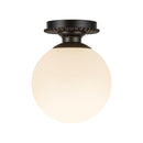 Otis 8-in Matte Black/Glossy Opal Glass Socket Semi-Flush Mount - SF430108MBGO