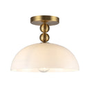 Paisley 12-in Brushed Gold/Glossy Opal Glass Socket Semi-Flush Mount - SF459012BGGO
