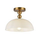 Paisley 12-in Brushed Gold/Glossy Opal Glass Socket Semi-Flush Mount - SF459012BGGO