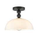 Paisley 12-in Matte Black/Glossy Opal Glass Socket Semi-Flush Mount - SF459012MBGO