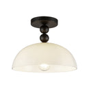 Paisley 12-in Matte Black/Glossy Opal Glass Socket Semi-Flush Mount - SF459012MBGO