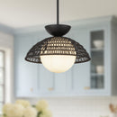 Perth 14-in Matte Black/Opal Glass 1 Light Pendant - PD490114MBOP