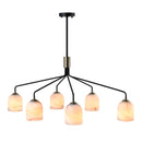 Crema 6 Light Chandelier, Black, Brushed Brass with Alabaster style glass - SC13376BB