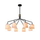 Crema 8 Light Chandelier 34.25", Black, Brushed Brass with Alabaster style glass - SC13378BB