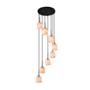 Crema 8 Light Chandelier 18.5", Black, Brushed Brass with Alabaster style glass - SC13379BB