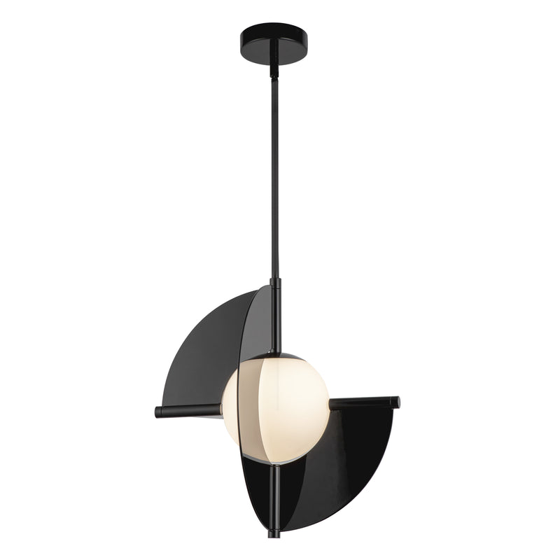 Scorpio 16-in Glossy Black/Opal Glass LED Pendant - PD65116-GBK/OP-UNV