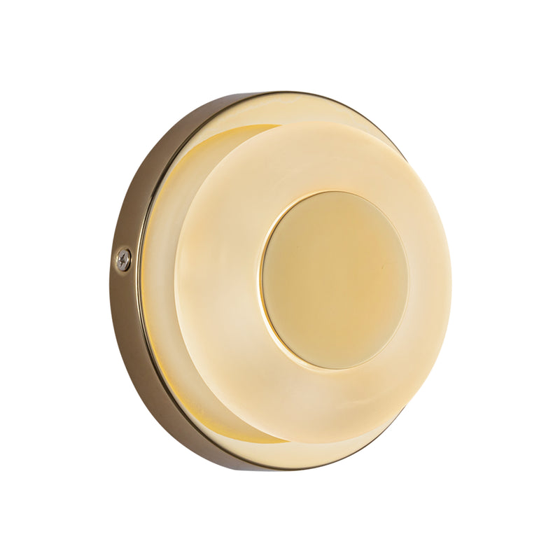 Stephord 4-in Metallic Brass/Frosted Glass LED Wall Sconce - WS97204-MRB/FR