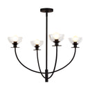 Sylvia 26-in Matte Black/Clear Glass 4 Lights Chandelier - CH515226MBCL