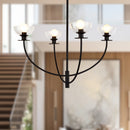 Sylvia 26-in Matte Black/Clear Glass 4 Lights Chandelier - CH515226MBCL