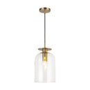 Sylvia 8-in Brushed Gold/Clear Glass 1 Light Pendant - PD515408BGCL