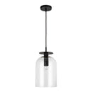 Sylvia 8-in Matte Black/Clear Glass 1 Light Pendant - PD515408MBCL