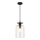 Sylvia 8-in Matte Black/Clear Glass 1 Light Pendant - PD515408MBCL