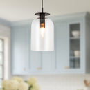 Sylvia 8-in Matte Black/Clear Glass 1 Light Pendant - PD515408MBCL