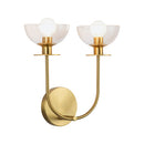 Sylvia 12-in Brushed Gold/Clear Glass 2 Lights Wall Vanity - WV515212BGCL