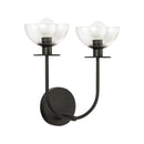 Sylvia 12-in Matte Black/Clear Glass 2 Lights Wall Vanity - WV515212MBCL