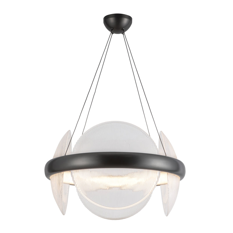 Taurus 22-in Urban Bronze/Clear Ribbed Glass LED Chandelier - CH13922-UBCR-UNV