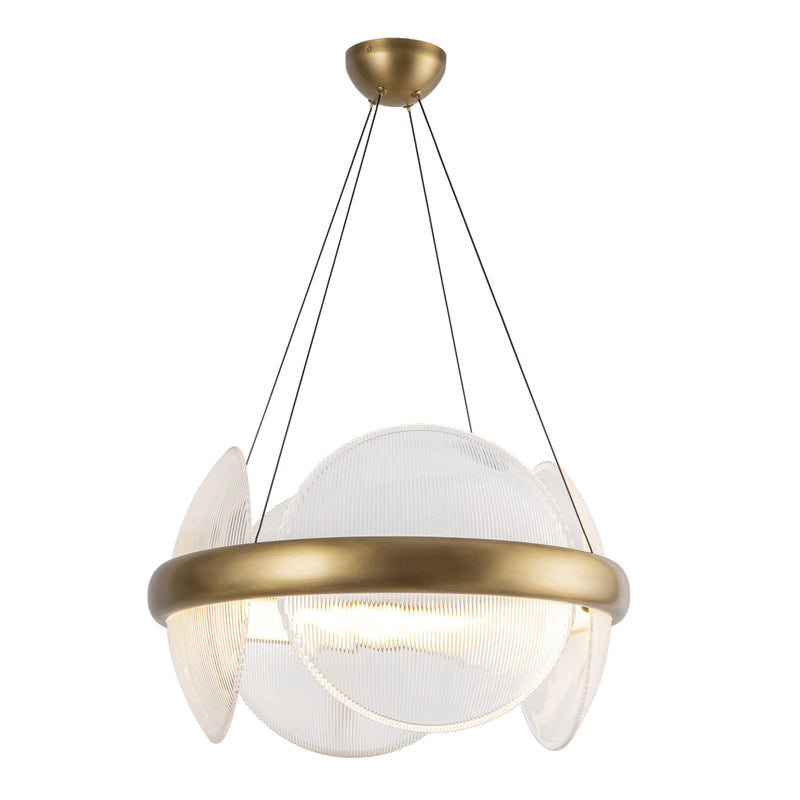 Taurus 22-in Vintage Brass/Clear Ribbed Glass LED Chandelier - CH13922-VBCR-UNV