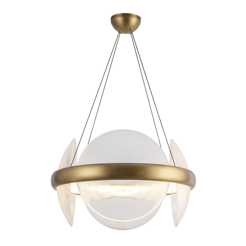 Taurus 22-in Vintage Brass/Clear Ribbed Glass LED Chandelier - CH13922-VBCR-UNV