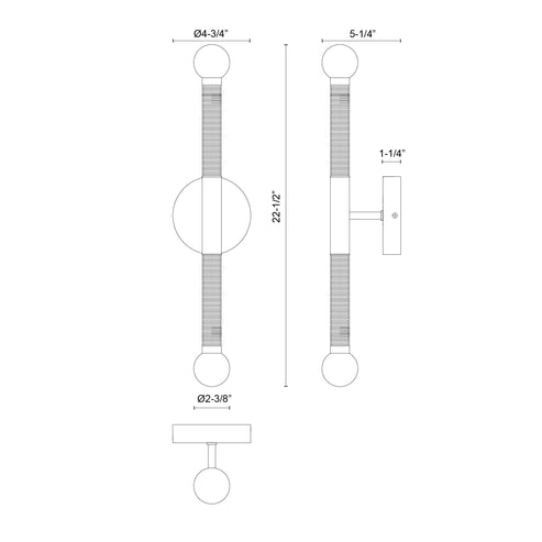 Arden 23-in Matte Black/Opal Glass LED Wall/Vanity Light - WV612223MBOP-UNV