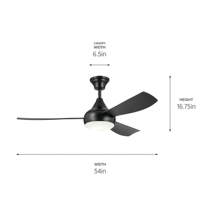 Ample - Satin Black Ceiling Fan 54" -310354SBK