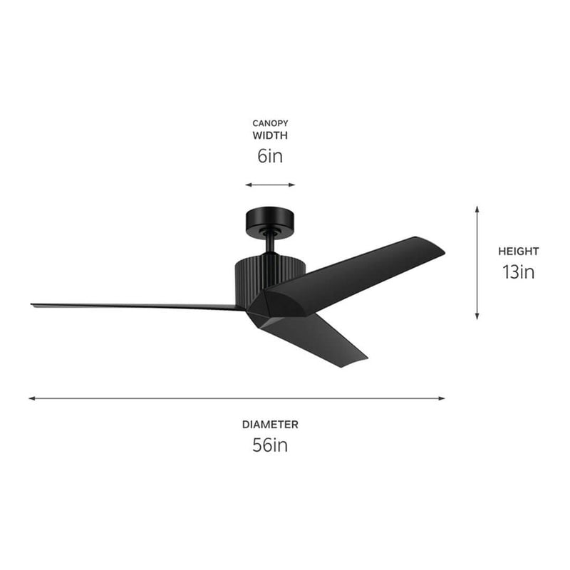 Almere - Satin Black Ceiling Fan  56" - 330130SBK