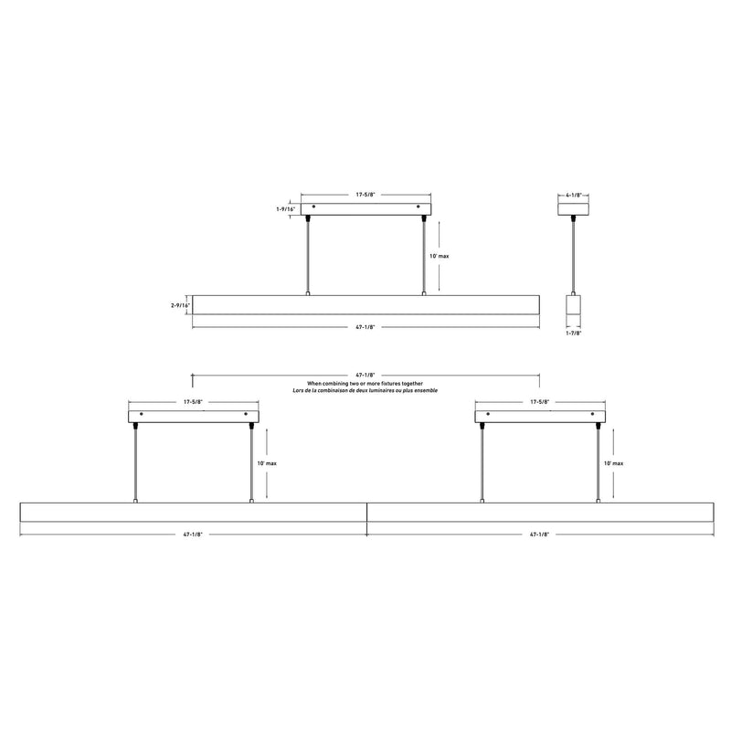 LNPD48-CC-BK dimensions LED Linear Pendant