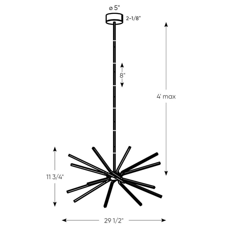 DALS STRPD-3K-BK LED Pendant Dimensions