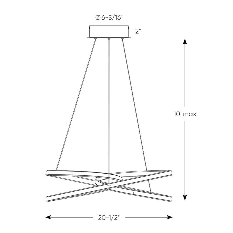 Dals Twist LED Pendant dimensions